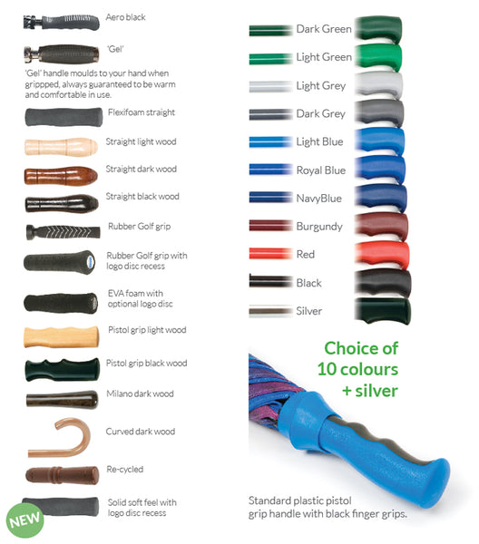 ProBrella Golf Umbrella - Hih quality UK made promotional golf umbrella handle and pole options