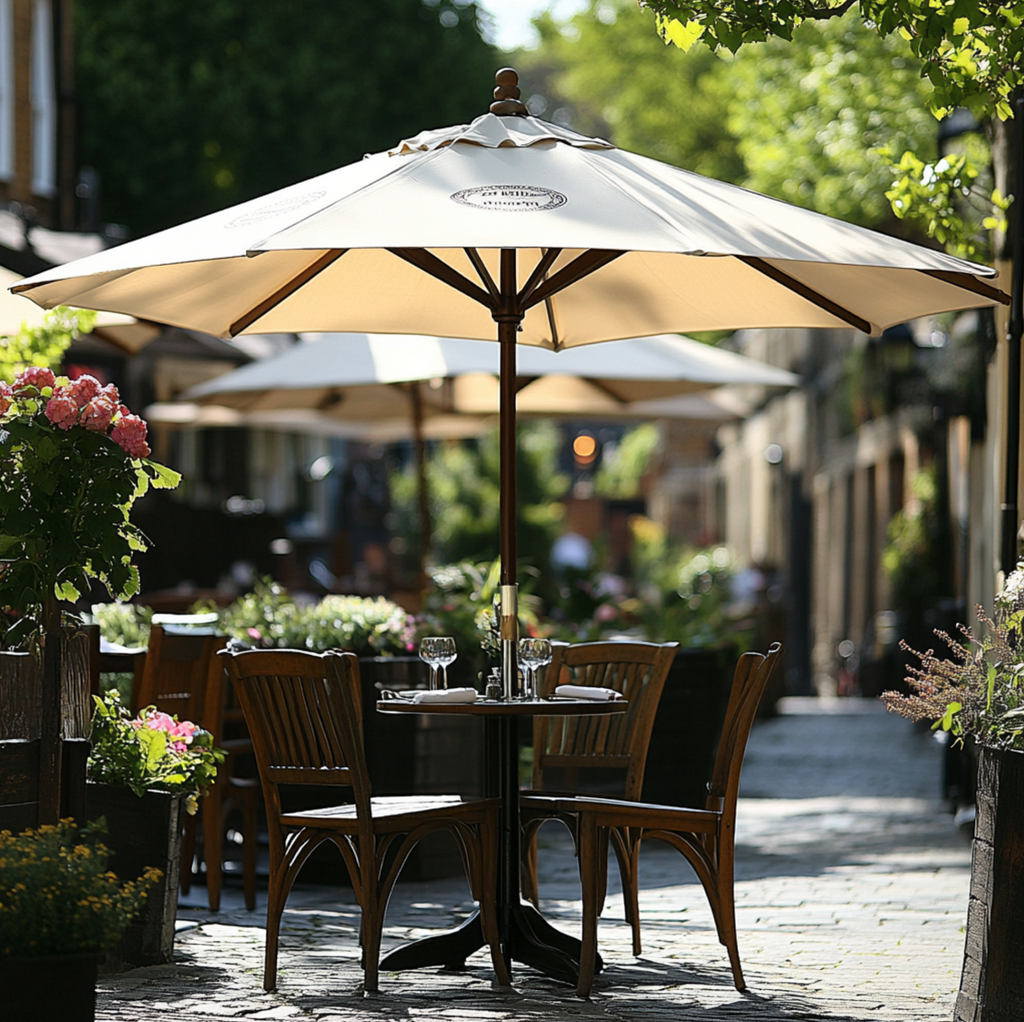 Branded Parasols for Cafés UK: Attract More Customers and Maximise Outdoor Seating
