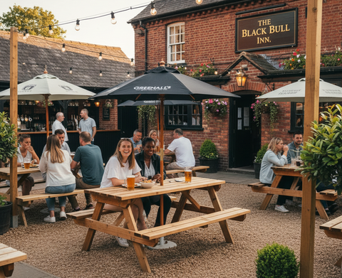 Printed Parasols for Pubs, Bars, Cafés &amp; Restaurants: The Ultimate Guide to Branded Outdoor Shade