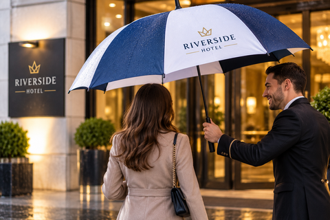 Why Every Hotel and Restaurant Should Have Branded Umbrellas Ready for Guests