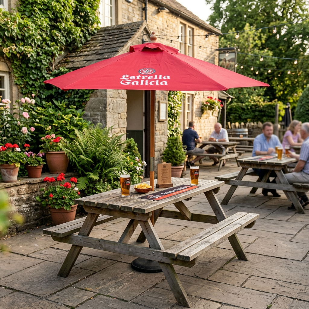 Windsor 2.5 Metre Round Wooden Branded Parasol