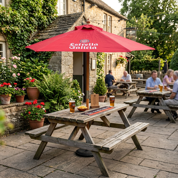 Windsor 2.5 Metre Round Wooden Branded Parasol