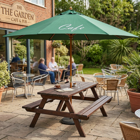 Windsor 3 Metre Round Wooden Printed Parasol