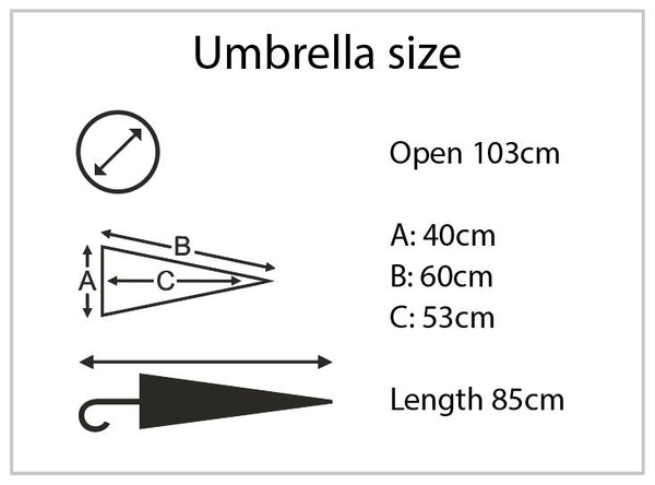 City Commuter Crook Handle Umbrella Dimensions