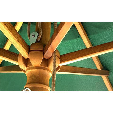 Windsor 2.5 metre round wooden printed parasol inside